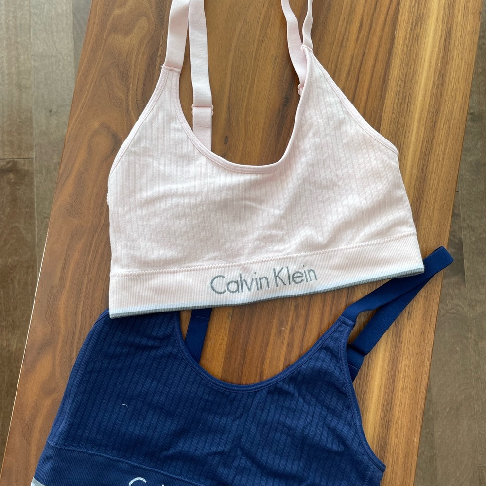 Calvin Klein Navy and Light Pink Bralette Duo